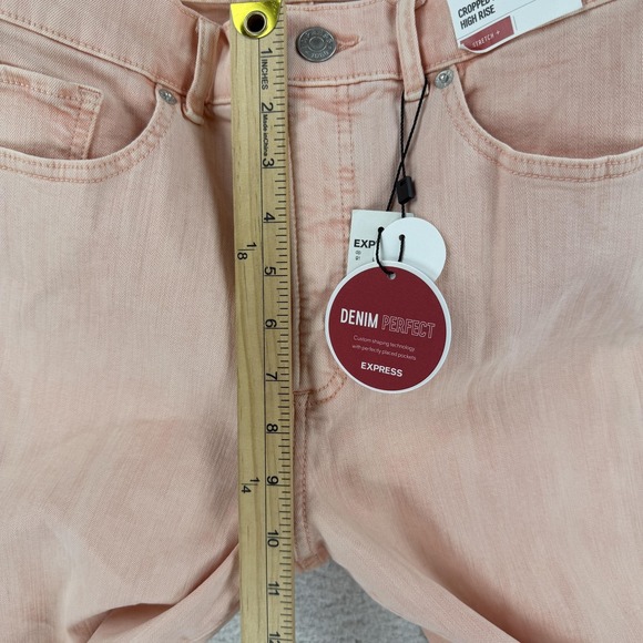 Express Denim Perfect Cropped Flare Jeans Womens 8 Pink High Rise Stretch Denim - Picture 6 of 9